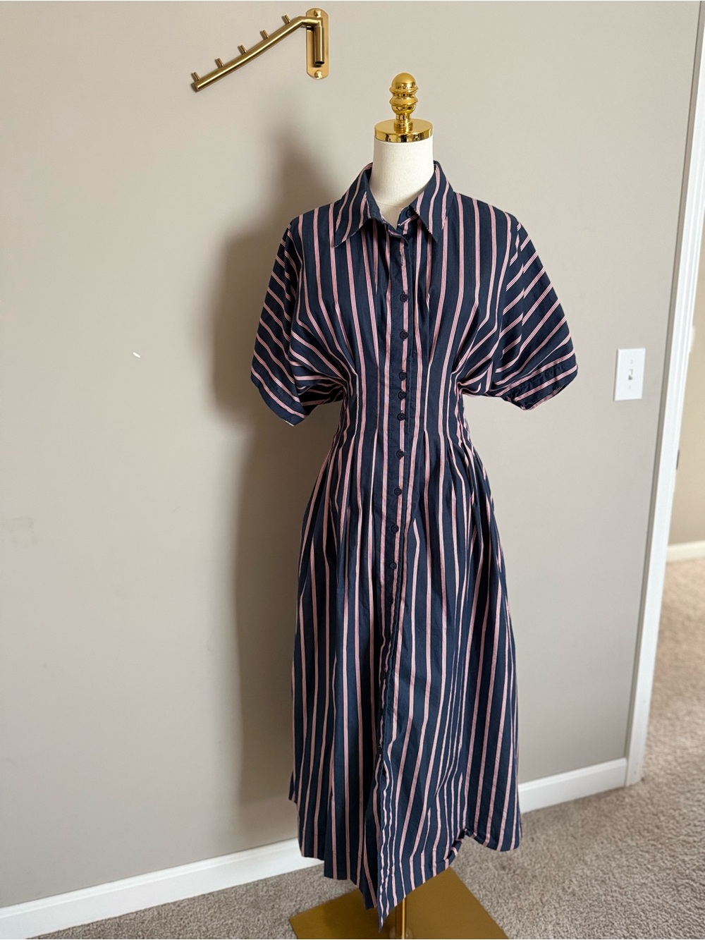 Anthropologie x Exquisite | The Tobin Button-Front Pleated Shirt Dress | Size L